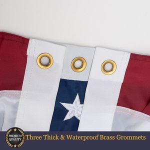 Drapeaux de fanion en polyester pour extérieur 1,5x5 pieds, petites plis, guirlandes de drapeaux américains pour étoiles brodées, 250e anniversaire - Product Image 4