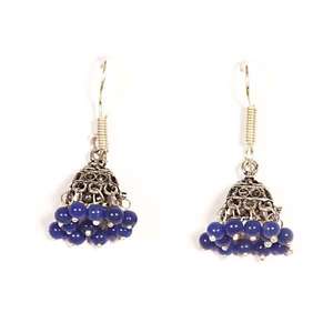 Kriaa Blue Drops Boucles d'oreilles Jhumkis oxydées noires à la mode-1301609 - Product Image 1