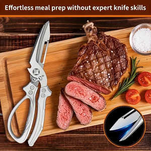 Ciseaux de cuisine en acier inoxydable 3CR, 1 pièce, ciseaux à os robustes automatiques, poignée ergonomique lisse, outil essentiel pour la maison, usage intensif - Product Image 5
