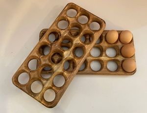 Dark Wood <b>Wooden</b> Egg <b>Rack</b> With Rich Tone And Rustic Texture For Elegant Kitchen Interior Styling - Product Image 6