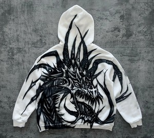 Invierno Y2k Jersey de manga larga Suéter de bolsillo Vintage Oversize Monster Stripe Impreso hombre hoodi Streetwear Sudadera - Product Image 2