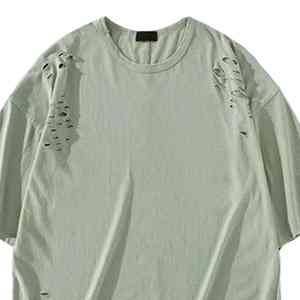 Camiseta Resistente 100% Algodón con Efecto Desgastado para Hombre, Corte Holgado, Estampado con Salpicaduras de Pintura, Ecológica, Personalizada - Product Image 6