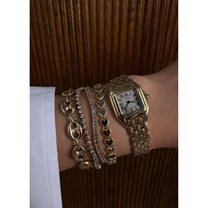 Eternity Heart Chain Bracelet with Princess Cut Diamond 14K <b>Gold</b> Rhodium & <b>Gold</b> Plated <b>Rose</b> <b>Gold</b> & Platinum Religious <b>Bangles</b> - Product Image 2