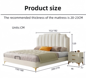 Nhà Máy Giá Ý Hiện Đại Đồ Nội Thất Sang Trọng Nữ Hoàng Kích Thước Khung Giường Đôi Vua Giường Cho Căn Hộ Phòng Ngủ - Product Image 5