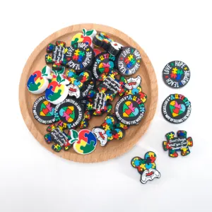 All'ingrosso autismo Silicone focale perline Mix di puzzle colorati giocattoli per la dentizione per bambini perline penne per braccialetti