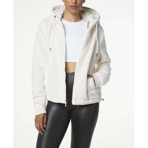 Marc New York Women's White Small Size Faux Fur Bubble Jacket Hood Waterproof Zipper Closure Vintage Belt Fox Print <b>Poncho</b> - Product Image 1