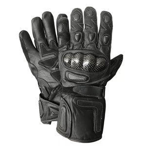 ถุงมือหนังแท้สำหรับผู้ชายถุงมือขี่มอเตอร์ไซค์สีดำสะท้อนแสงสำหรับนักแข่งรถ - Product Image 1