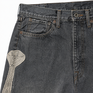 Custom <b>Men's</b> Baggy Jorts Summer Streetwear <b>Short</b> Pants <b>Men</b> Distressed Embroidery <b>Patch</b> Denim Jeans <b>Shorts</b> - Product Image 6