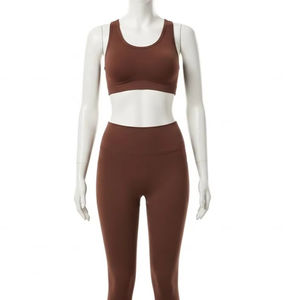 Conjunto de Yoga de Leggings y Sujetador Deportivo Transpirable sin Costuras, Ropa Deportiva Elástica de Nailon y Elastano, Suministro al por Mayor - Product Image 1