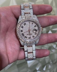 Montre en diamant Moissanite à mouvement entièrement automatique de haute qualité avec cadran romain Bracelet en acier inoxydable lourd Style hip-hop de luxe - Product Image 1