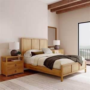 Empresa especializada Diseño tradicional Queen Size Marrón claro Cama de madera maciza de alondra Camas de madera con estilo - Product Image 5