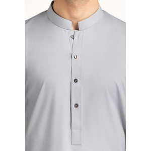 Shalwar Kameez Gris Claro para Hombre, Elegante Vestido Étnico Pakistaní Bordado para Fiestas, Estilo Sherwani con Toque Indio - Product Image 1