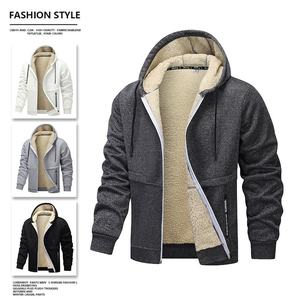Sudadera cálida con forro térmico y cremallera con capucha informal para hombre - Product Image 3