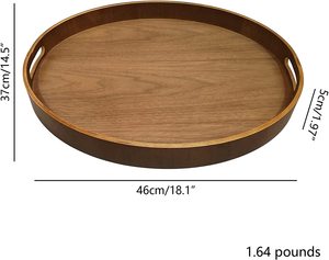 Bandeja redonda de madera de excelente calidad para servir té café postres desayuno bandeja para servir para el hogar Hotel granja bandeja decorativa - Product Image 4