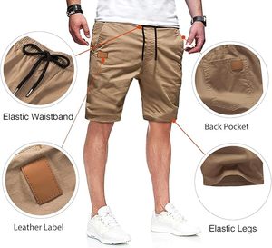 Short chino à cordon de serrage en polyester 100% avec logo personnalisé doux, extensible et durable avec motif solide en coton de qualité supérieure - Product Image 3