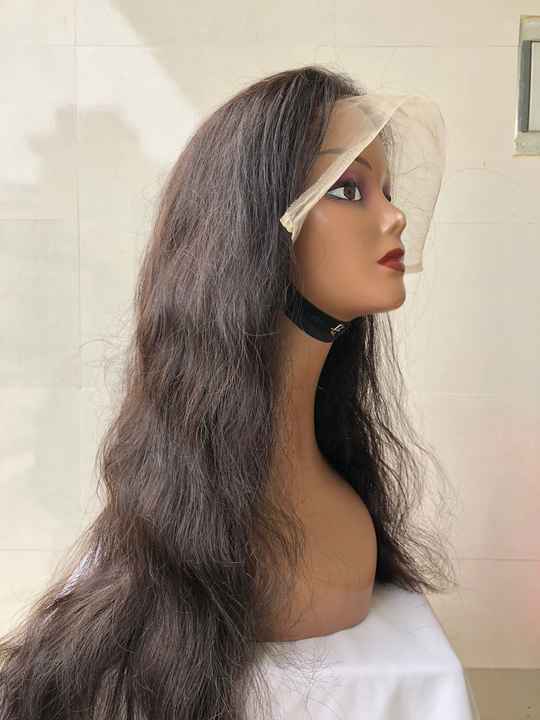 100% Raw Unprocessed Indian Temple 24'' Natural Wavy 13x4 Frontal Hd Lace Wig Single Donor Hair Average Cap Size Black for Women