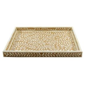 Vaisselle Occasion de Noël Plateau en incrustation d'os avec motifs floraux Plateau de service en incrustation d'os pour la maison et l'hôtel - Product Image 4