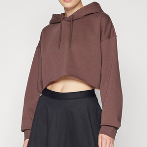 Haut à capuche court pour femme personnalisé, imperméable, respirant, en polyester, avec impression sérigraphique, manches longues, tissu épais, service OEM, printemps/automne - Product Image 3