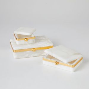 กล่องโดมิโนสีขาวมีสไตล์พร้อมจุดสีดำกล่องเก็บของตกแต่งหรูหราสำหรับตกแต่งบ้านโซลูชันการจัดเก็บชุดเกมที่ไม่เหมือนใคร - Product Image 5