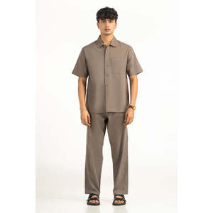 Camisa de Popelina para Hombre, Corte Regular, MN-WCOD-SS26-003, 72% Algodón, 28% Lino, Casual, Verano, con Cordón Elástico, Cómoda y Elegante - Product Image 4