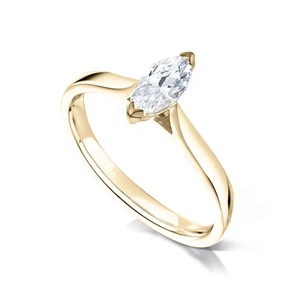 Bague de fiançailles élégante en diamant de laboratoire étincelant taille marquise, or massif 14K, F-SI2, sertie à griffes, pour le quotidien, à empiler, cadeau - Product Image 2