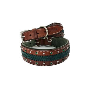 Collar de Cuero Occidental Grueso de 2 Pulgadas de Ancho para Perros Grandes Mariner, Collar de Perro Elegante con Tachuelas de Cristal y Trenzado Acolchado Suave - Product Image 4