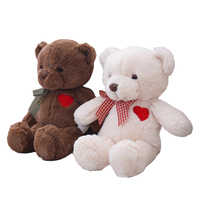 Ours en peluche mignon très populaire, personnalisé avec ruban et cœur, jouet en peluche doux, ours en peluche blanc et marron personnalisé avec cœur