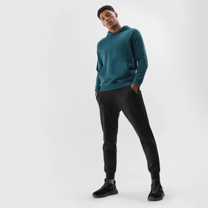 Sudadera con capucha informal para exteriores para hombre, sudadera térmica de lana de algodón 100%, serigrafía de logotipo personalizado, capucha completa, estilo fino, teñido liso - Product Image 2