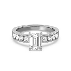 Bague de fiançailles Duo Émeraude et Diamants Ronds de Laboratoire 1,50 Ct F-VS1 Poli Or Massif 14K Bijou Élégant pour Occasions Spéciales - Product Image 2
