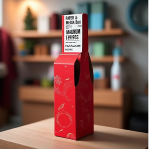 <b>Paper</b> & Media Box Bottle Holder Pack for Magnum 11.5x11.5x43cm <b>Red</b> Universe 139195S - Product Image 3