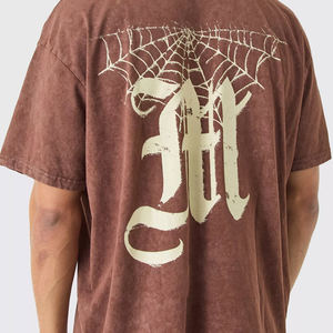 Camiseta de algodón de peso pesado Vintage de gran tamaño para hombre, patrón sólido de lavado ácido personalizado de alta calidad, directo del fabricante - Product Image 6