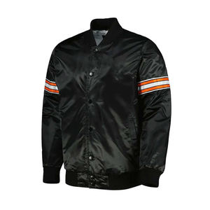 Chaqueta Bomber Varsity de Satén Premium para Invierno con Cierre de Cremallera y Cuello Alto para Hombre y Mujer, Chaqueta de Equipo Estampada OEM al por Mayor - Product Image 2