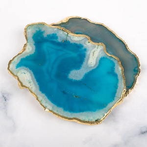 Vente en gros de sous-verres en tranches d'agate plaquée or vintage de qualité supérieure tapis/coussin haut de gamme à bas prix - Product Image 3