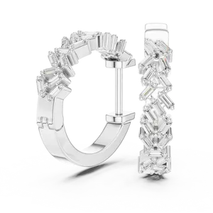 Boucles d'oreilles en diamant baguette, design exquis, 42 pierres, argent 925 plaqué or/or rose - Product Image 2