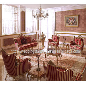 Juego de Sofás de Diseño Europeo y Clásico para Sala de Estar, Madera de Teca Tallada a Mano, Acabado Dorado, Entrega Rápida en EE. UU. - Product Image 2