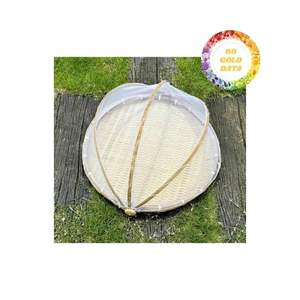 Panier de nettoyage en bambou fait à la main avec couvercle en filet, plateau durable pour un usage domestique et agricole au meilleur prix de gros - Product Image 3