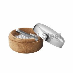 Stainless Steel Wholesale Round <b>Ashtray</b> High Quality Round Stainless Steel <b>Ashtray</b> With Custom Logo Ash Tray With Wooden - Product Image 1