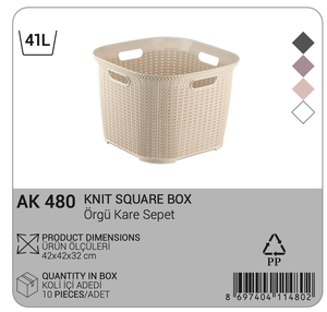 Organisateur de vêtements carré en plastique PP avec poignées, 41L, écologique, durable, empilable, pour armoire, cuisine, salle de bain, buanderie - Product Image 2