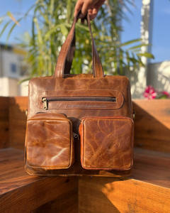 Bolso de mensajero de cuero auténtico hecho a mano, funda para ordenador portátil, archivador, bolsos de oficina, bolsos de hombro informales Unisex, novedad - Product Image 4