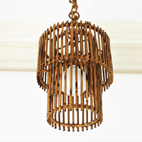 Lustre en bambou tissé à la main pour décoration rustique et bohème, abat-jour pour la maison ou la cuisine