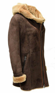 Chaqueta de Invierno de Piel de Oveja Genuina para Mujer, Corte Entallado, Cierre Largo con Cremallera, Cuello de Piel, con Proceso de Esquilado - Product Image 2