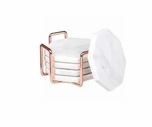 Dessous de verre en bois d'acacia avec support en métal Tapis ronds en bois et tampons avec fil de fer pour le stockage des boissons et du café - Product Image 2