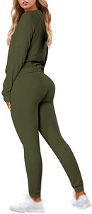 Ensemble de survêtement décontracté pour femmes, imprimé uni, deux pièces, 100% coton, respirant, jogging, vêtements de sport, survêtement, sweat-shirt à capuche - Product Image 2
