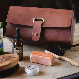 Trousse de Toilette en Cuir Organisateur de Voyage Capacité Moyenne Style Vintage Trousse à Cosmétiques Multifonction pour le Voyage - Product Image 2