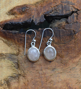 Prix direct d'usine en gros, boucles d'oreilles ovales en argent sterling 925 avec quartz rose, bijoux faits à la main, cadeau parfait pour elle - Product Image 3