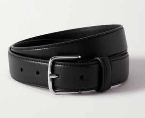 Auténtico clásico de cuero negro Hombres Cinturón plata Pin Hebilla | Ropa informal | OEM disponible - Product Image 4