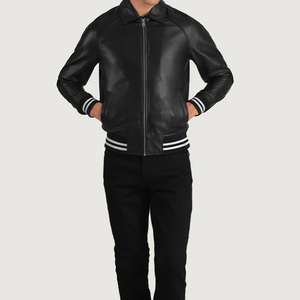 Veste universitaire en cuir véritable 100% de qualité supérieure pour hommes, écologique, imperméable et respirante, prix de gros 2026 - Product Image 3
