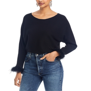 Maglione Invernale Casual Sioni, Traspirante e Caldo, Lavorato a Maglia con Motivo Ricamato, Bordo in Piume, Logo Frontale, Decorazione in Pelliccia - Product Image 1