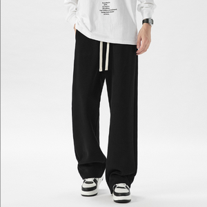 Custom Men Straight Leg Sweat Pants Polyester Loose Fit Sweatpants Drawstring Casual Drawstring Jogger Pants <b>Trousers</b> - Product Image 2