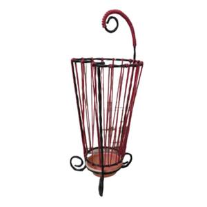 Porte-parapluie en métal rouge Design antique seau à parapluie en forme de panier décoration intérieure Lobbies accessoires fournitures - Product Image 1